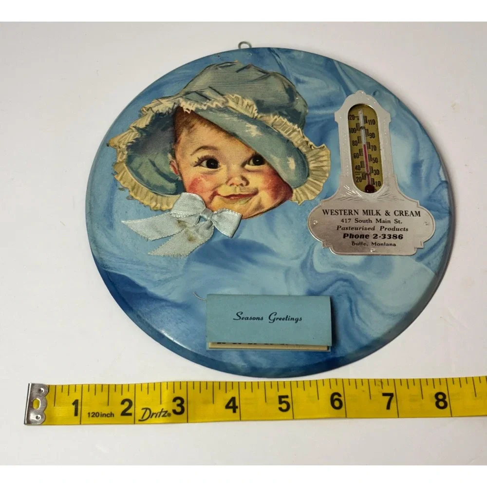 Vintage 1942 Baby Keepsake Calendar Thermometer Western Milk & Cream